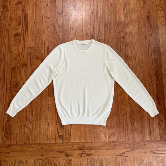 SuitSupply Off White Merino Crewneck Sweater size M